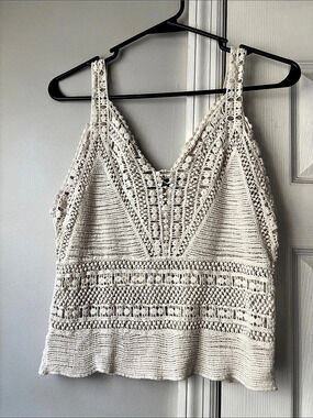 Avenue Crochet boho style Knit Tank Top in Cream Like New